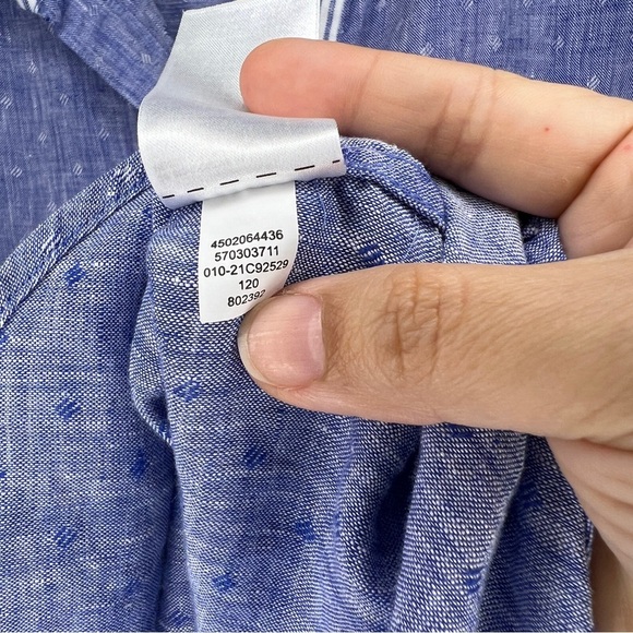 Chico’s Linen Chambray button down Blouse 3/4 Sleeve Blue XL (3) - Picture 4 of 7